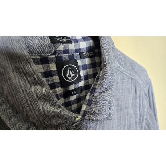 Volcom Slim Fit Checkmate Mens Houndstooth Longsleeve Buttonup Shirt Grayish... - Picture 5 of 9